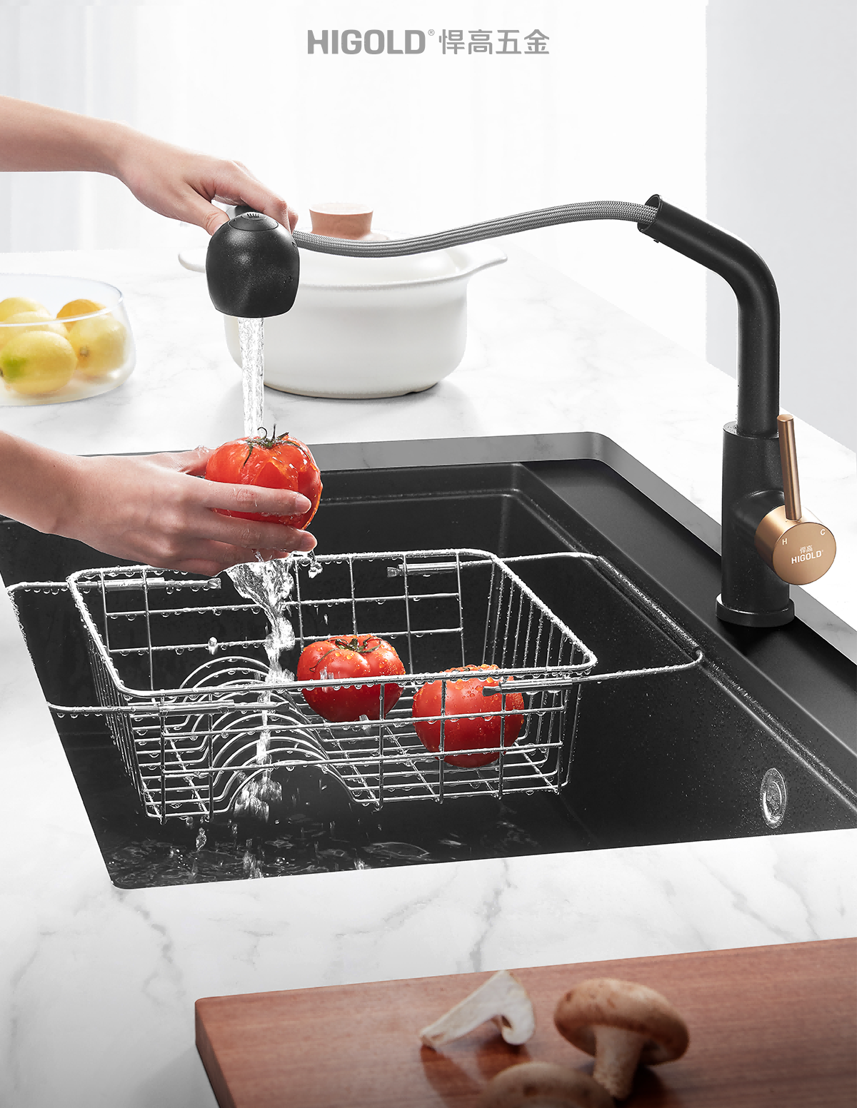 white quartz sink
