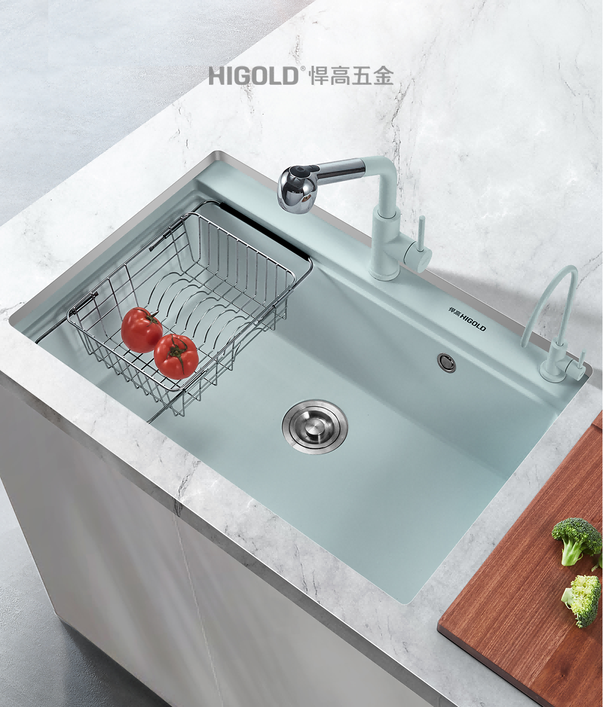 white quartz sink