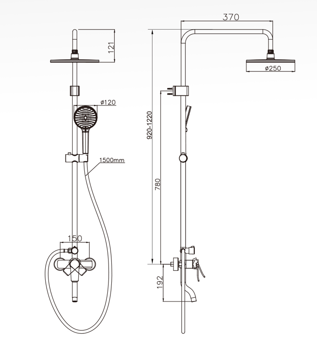 shower bath set