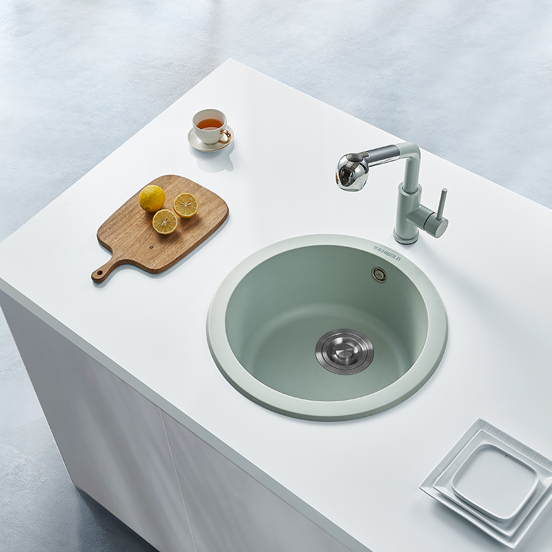 Quartz onderbouw spoelbak met dubbele laag en enkele bak