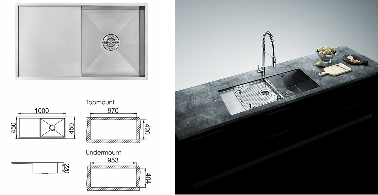 kitchen sink with drain board