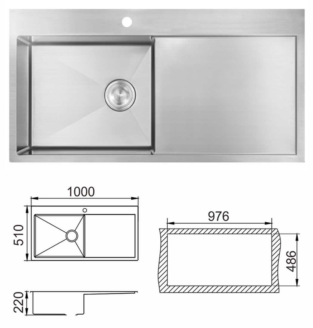 kitchen sink with drain board