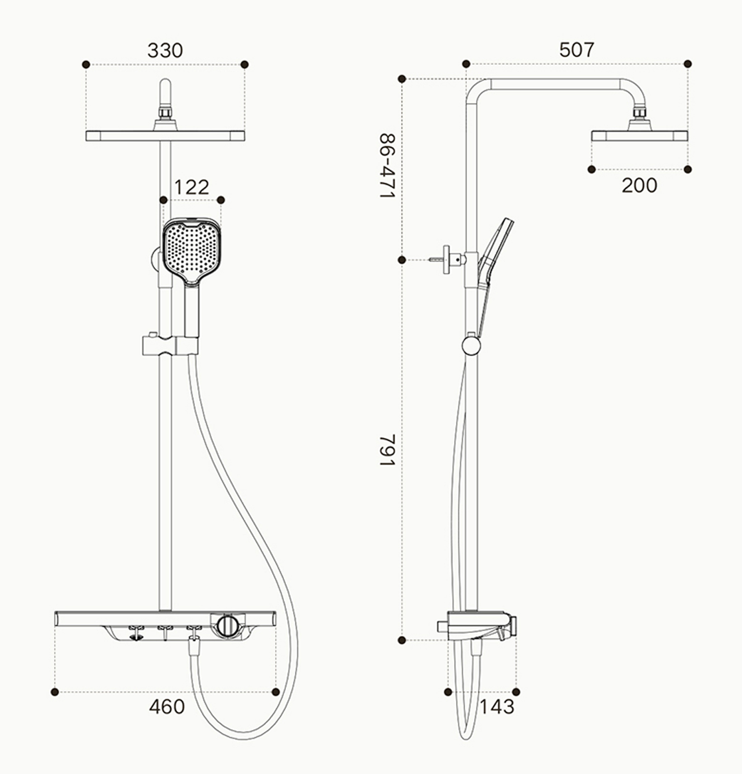 3 function shower set