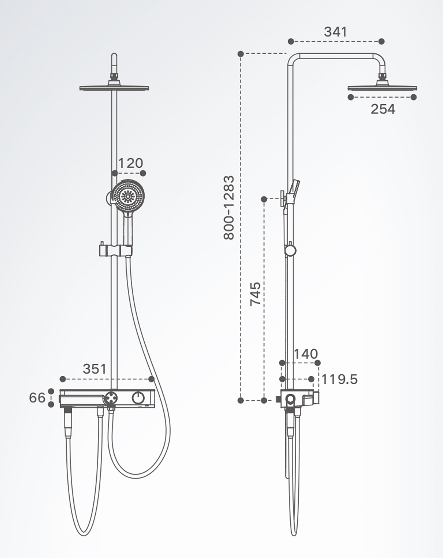 rain shower system with handheld