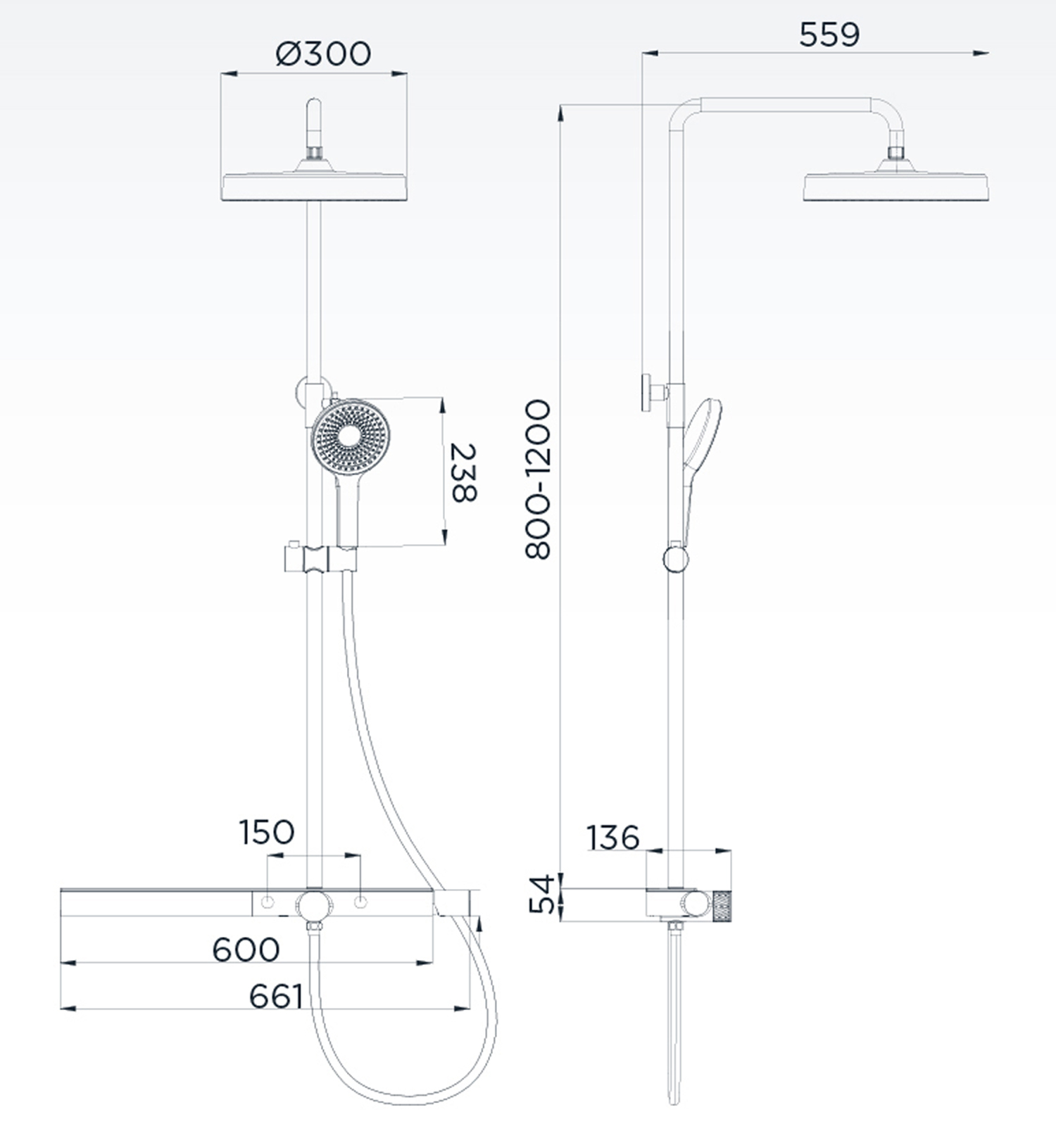 rainfall shower system