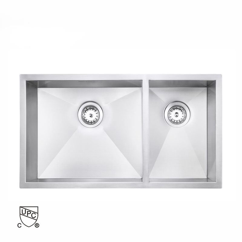 R0 Undermount Double Bowl SUS304 Stainless Steel Handmade Sink