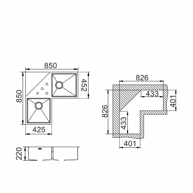 bowl corner sink