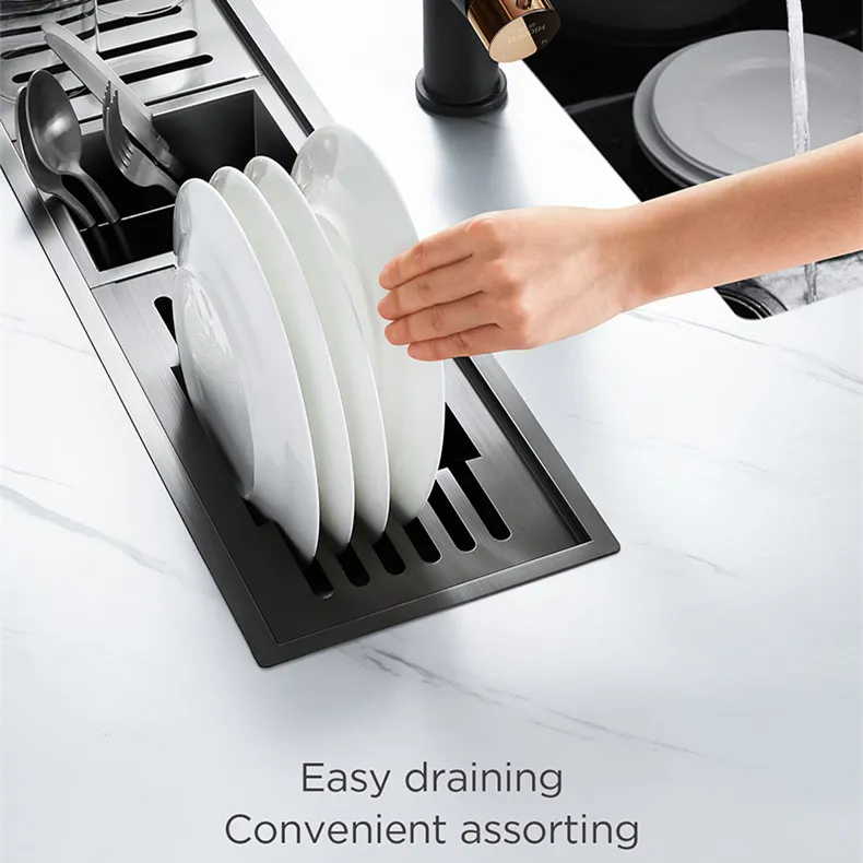 black stainless steel sink