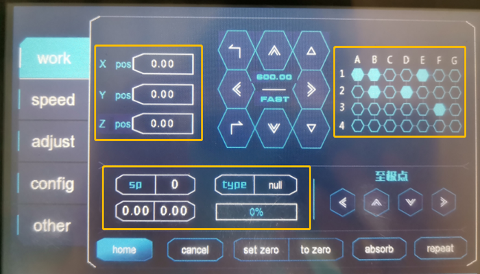 ٹچ اسکرین میں آپریشنل علاقہ (Ruizhou CRT سیریز کاٹنے والی مشین)
