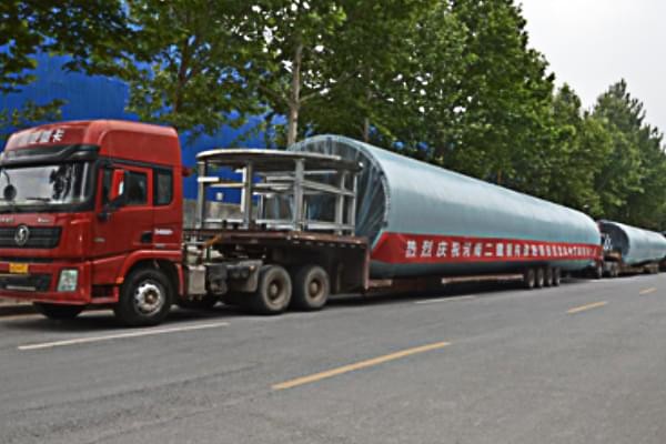 The first set of wind power tower tubes for the Huaiyang 20MW distributed wind power project of Henan D.R. Construction Group Steel structureo Co., Ltd was successfully delivered