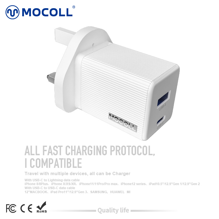 ALFA series 30W fast charger UK White