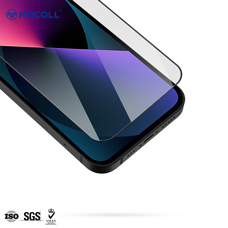 iPhone 14 Golden Shield Series 2.5D Full Cover Blue Light Cut Tempered Glass
