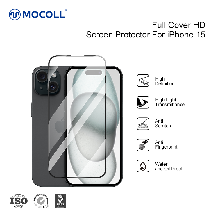 2.5D Full Cover HD Tempered Glass Screen Protector - iPhone 15