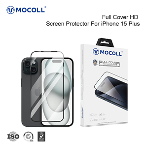 Protetor de tela de vidro temperado HD de cobertura completa 2.5D - iPhone 15 Plus