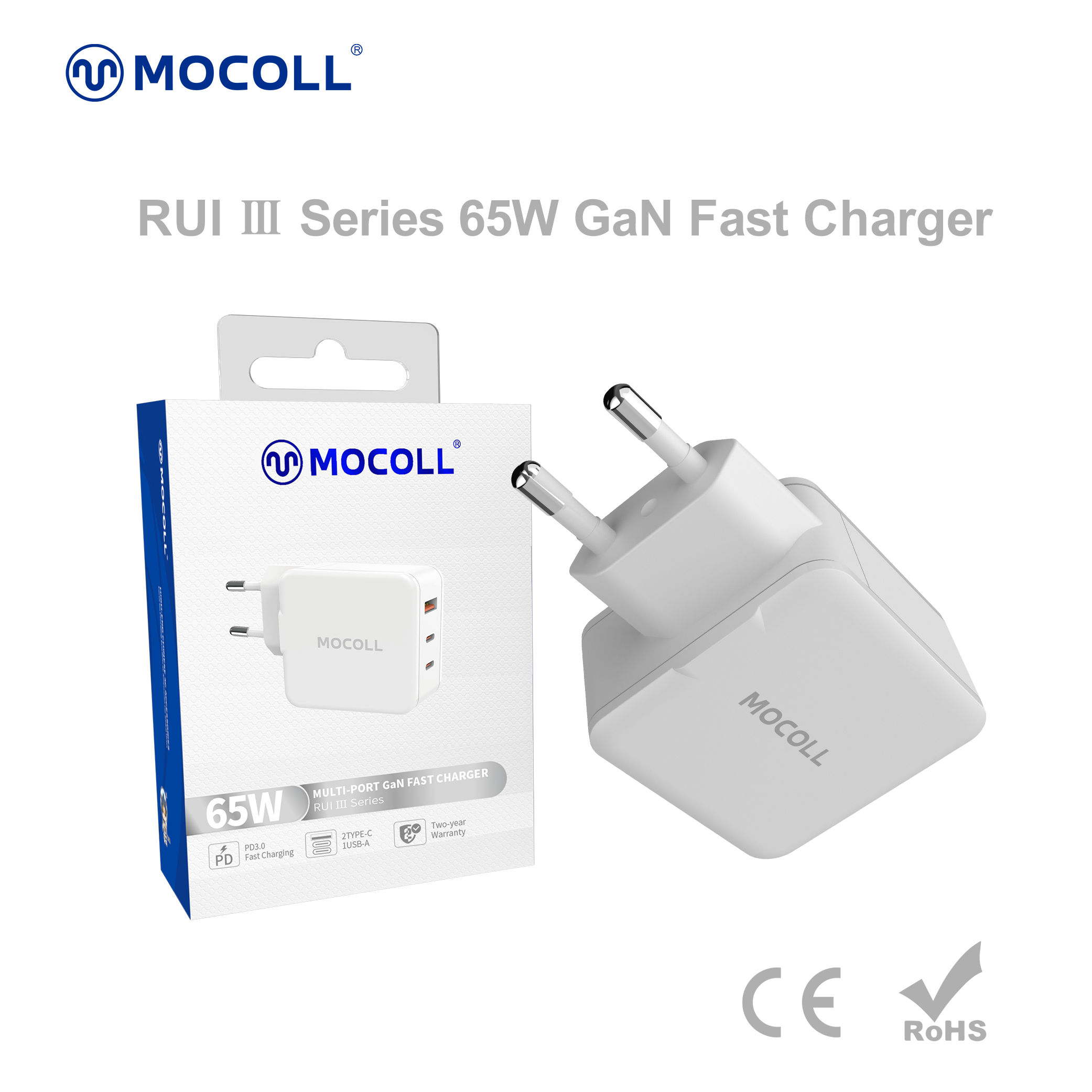 Chargeur rapide GaN multiport 65 W série RUI Ⅲ pour l'UE