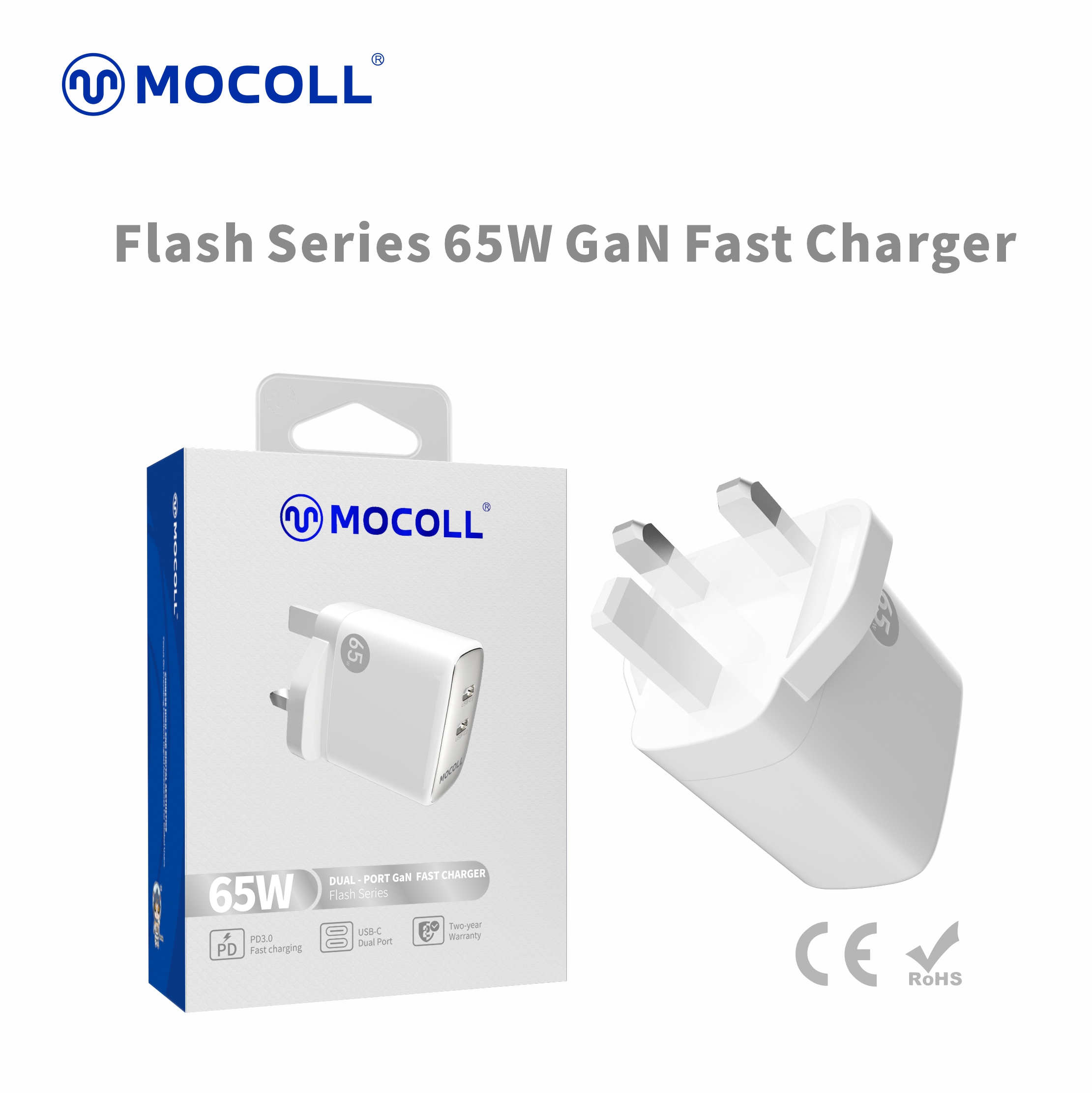 FLASH Series 65W Dual-Port GaN Fast Charger for UK