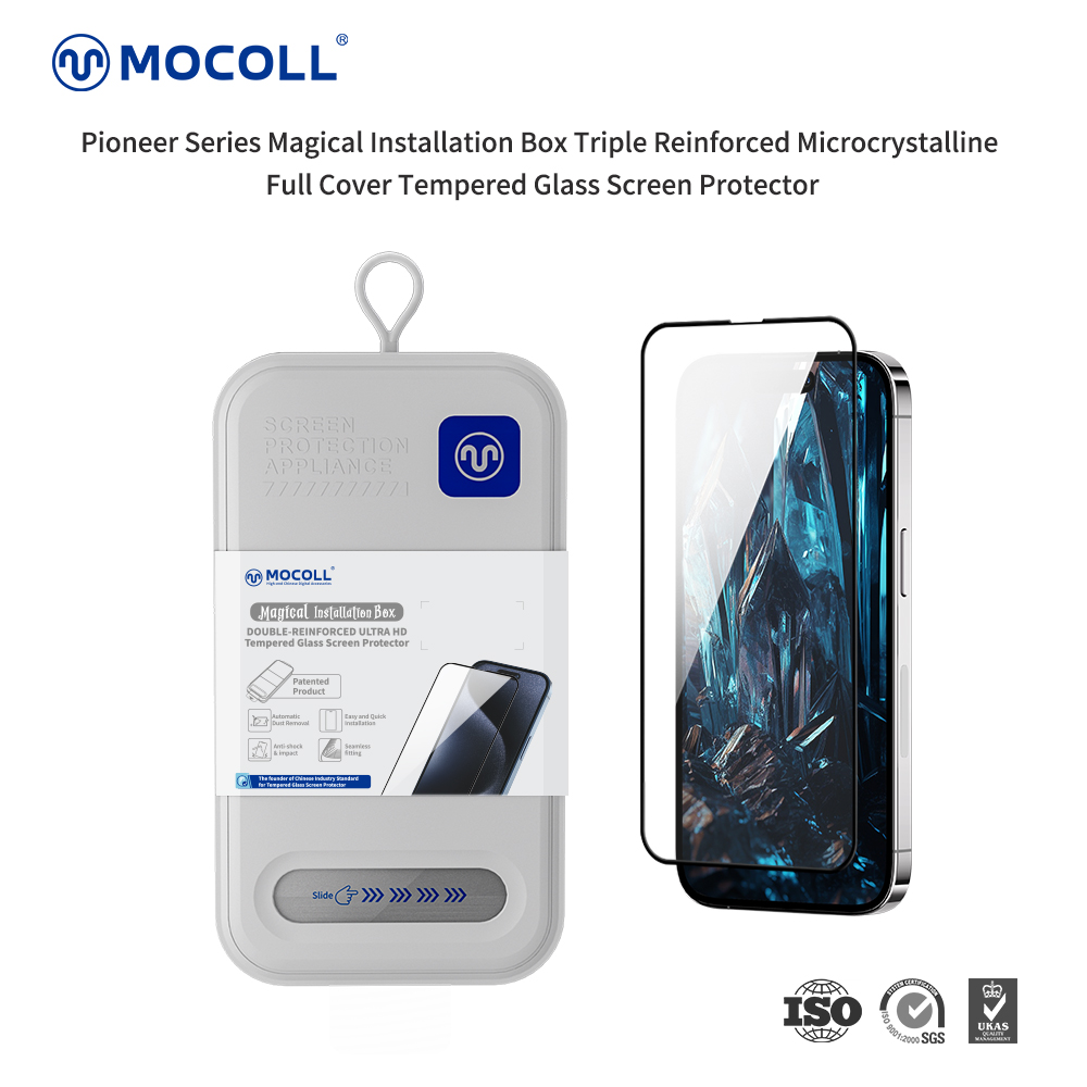 Pioneer Series Magical Installation Box Triple Reinforced Microcrystalline Full Cover Tempered Glass Screen Protector