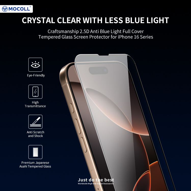 2.5D Anti Blue Light Screen Protector for iPhone 16 Series