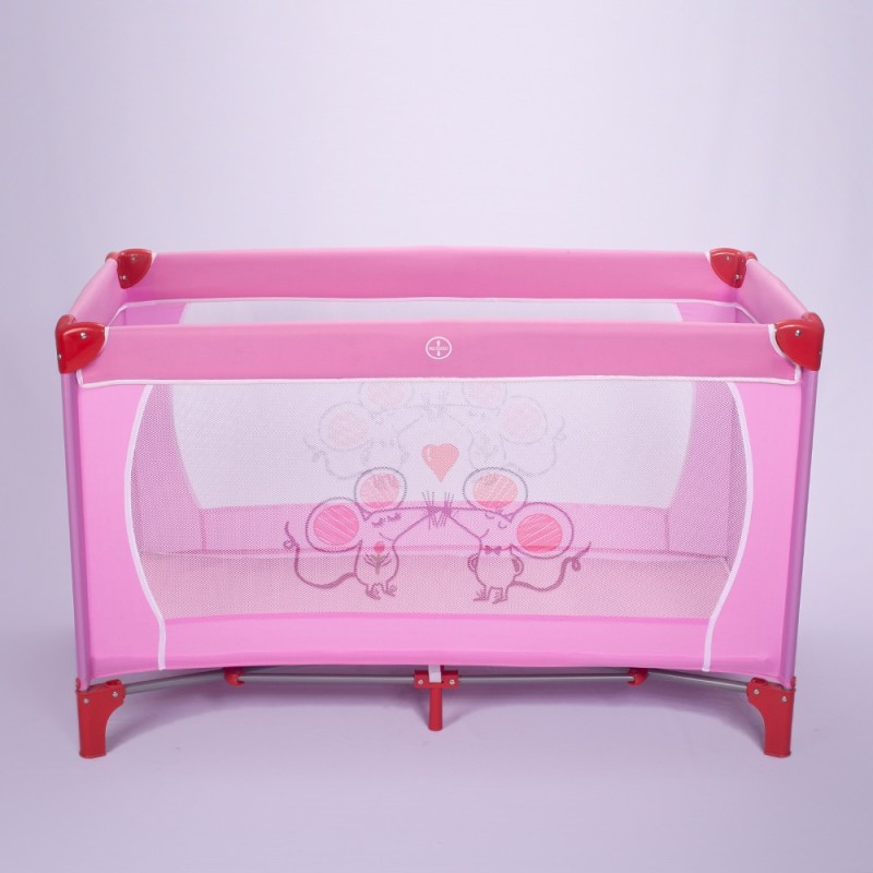 Großer Reisebett-Laufstall in rosa Farbe