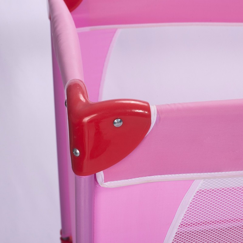 Großer Reisebett-Laufstall in rosa Farbe