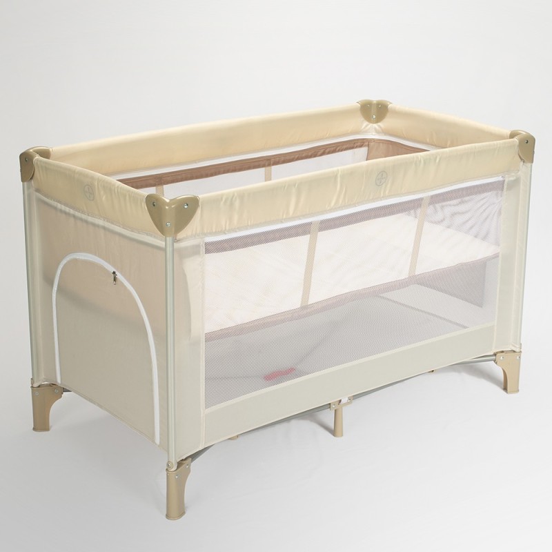 Lettino da viaggio a due livelli in colore beige