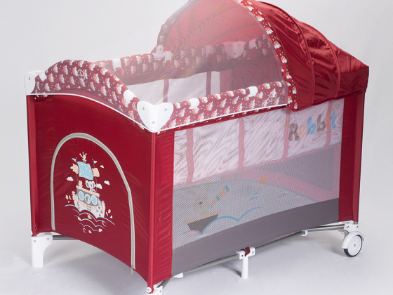 Red kids' crib double lalyer baby travel cot