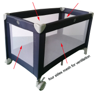 Lettino da viaggio per bambini con box a quattro lati in rete