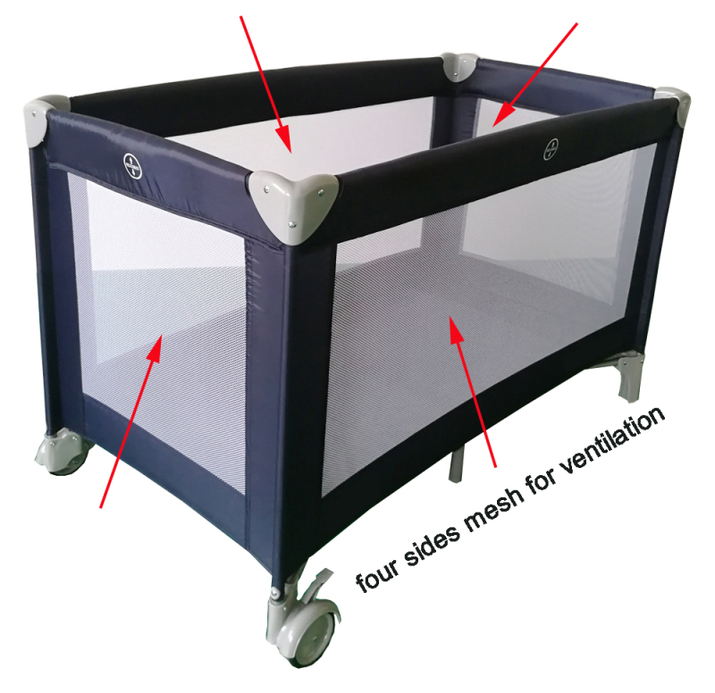 Lettino da viaggio per bambini con box a quattro lati in rete