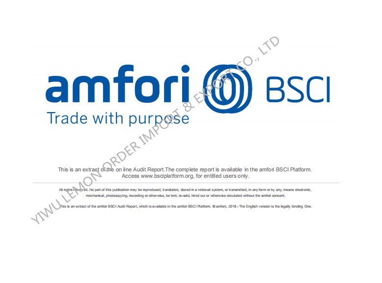 AMFORI BSCI Certificate