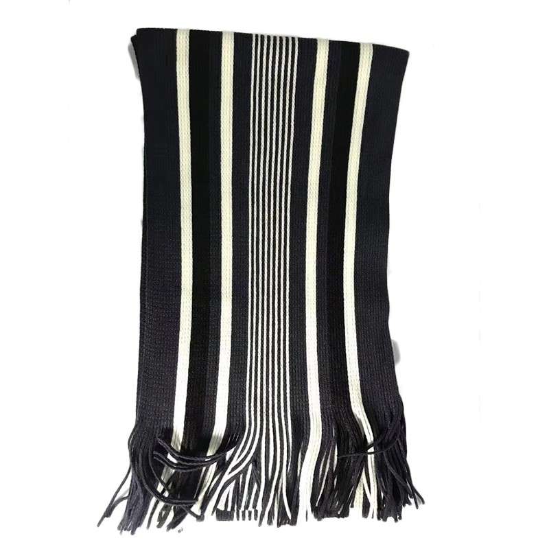 Black And White Striped Wool Scarf