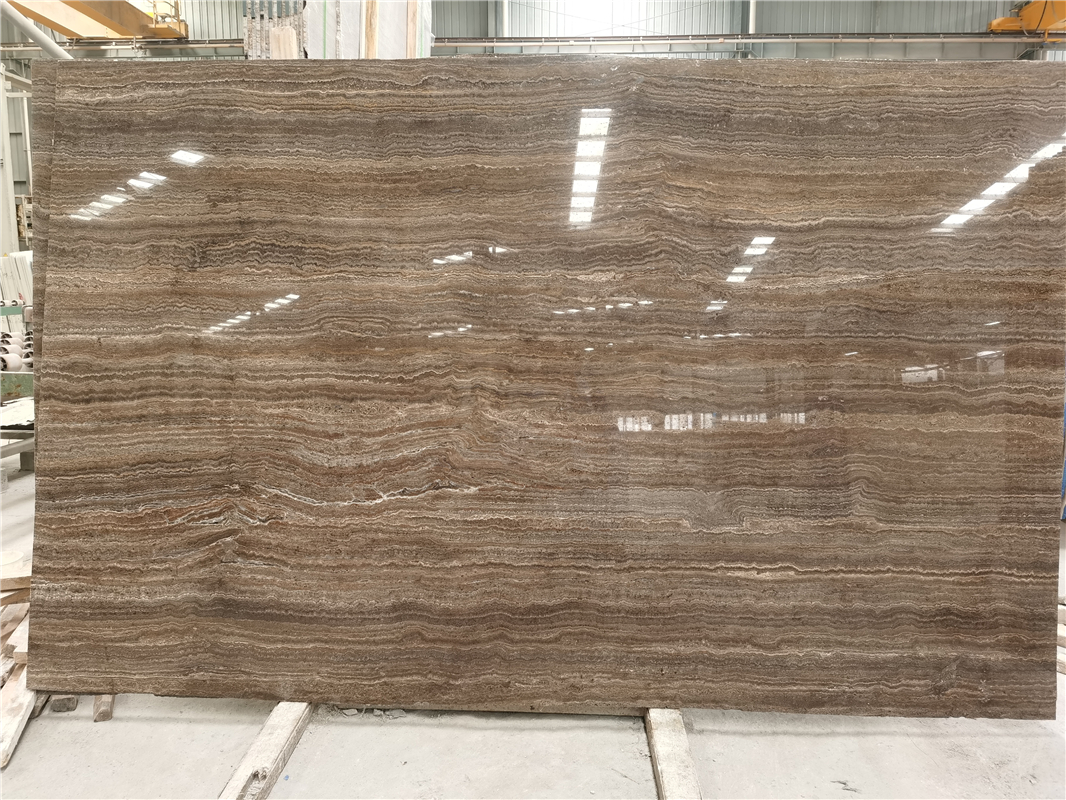 Polished Silver Grey Travertine Stone Slab