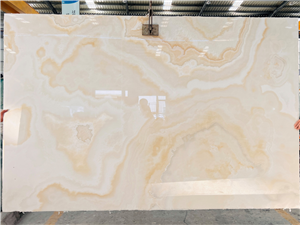 Cross Cut White Ivory Onyx Slab