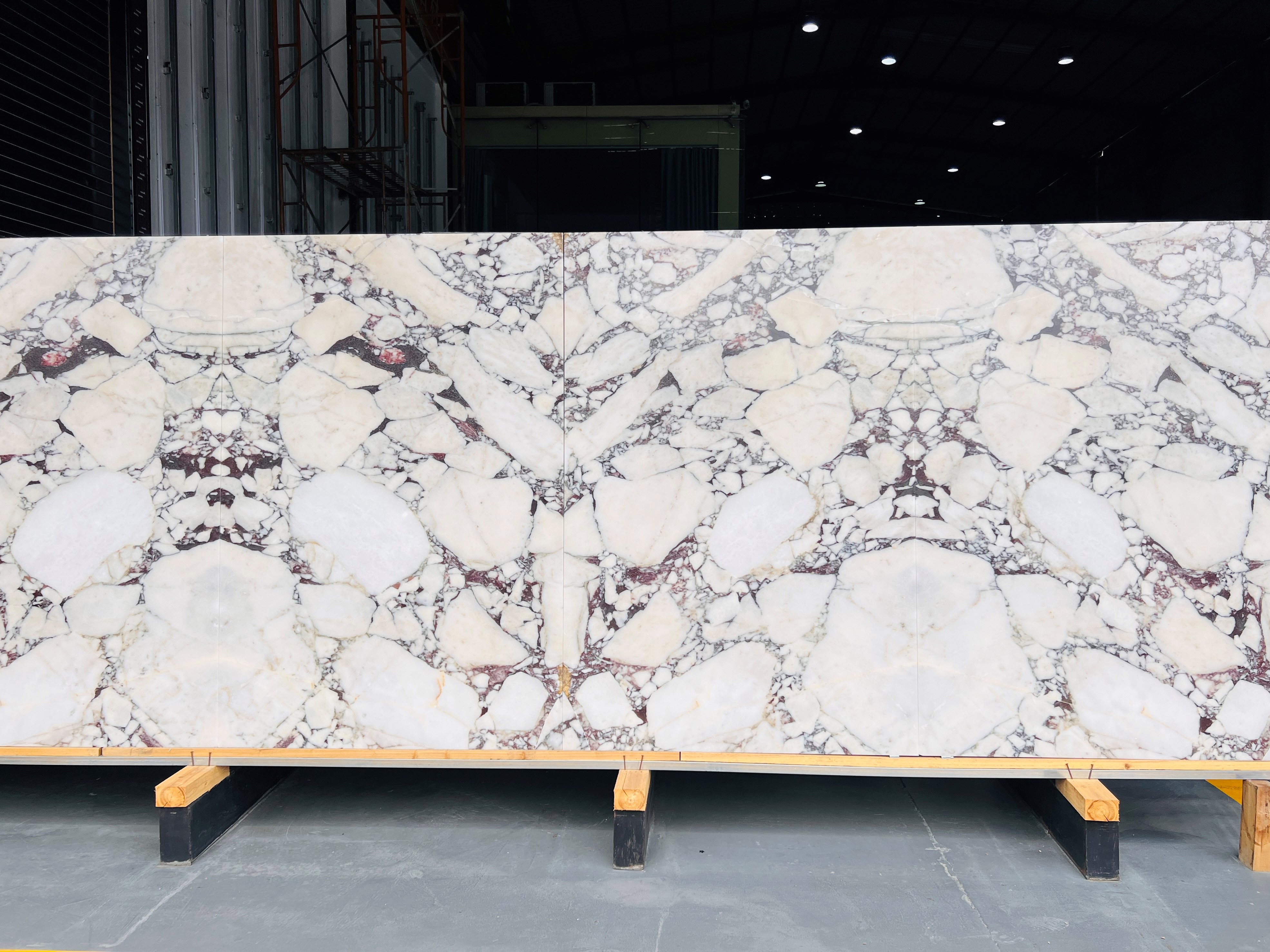 Bookmatched Violet White Marble Slabs