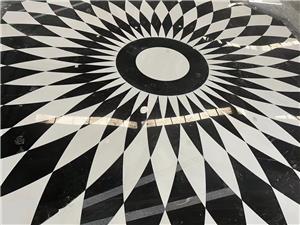 Round Black and White Marble Waterjet Flooring Tiles