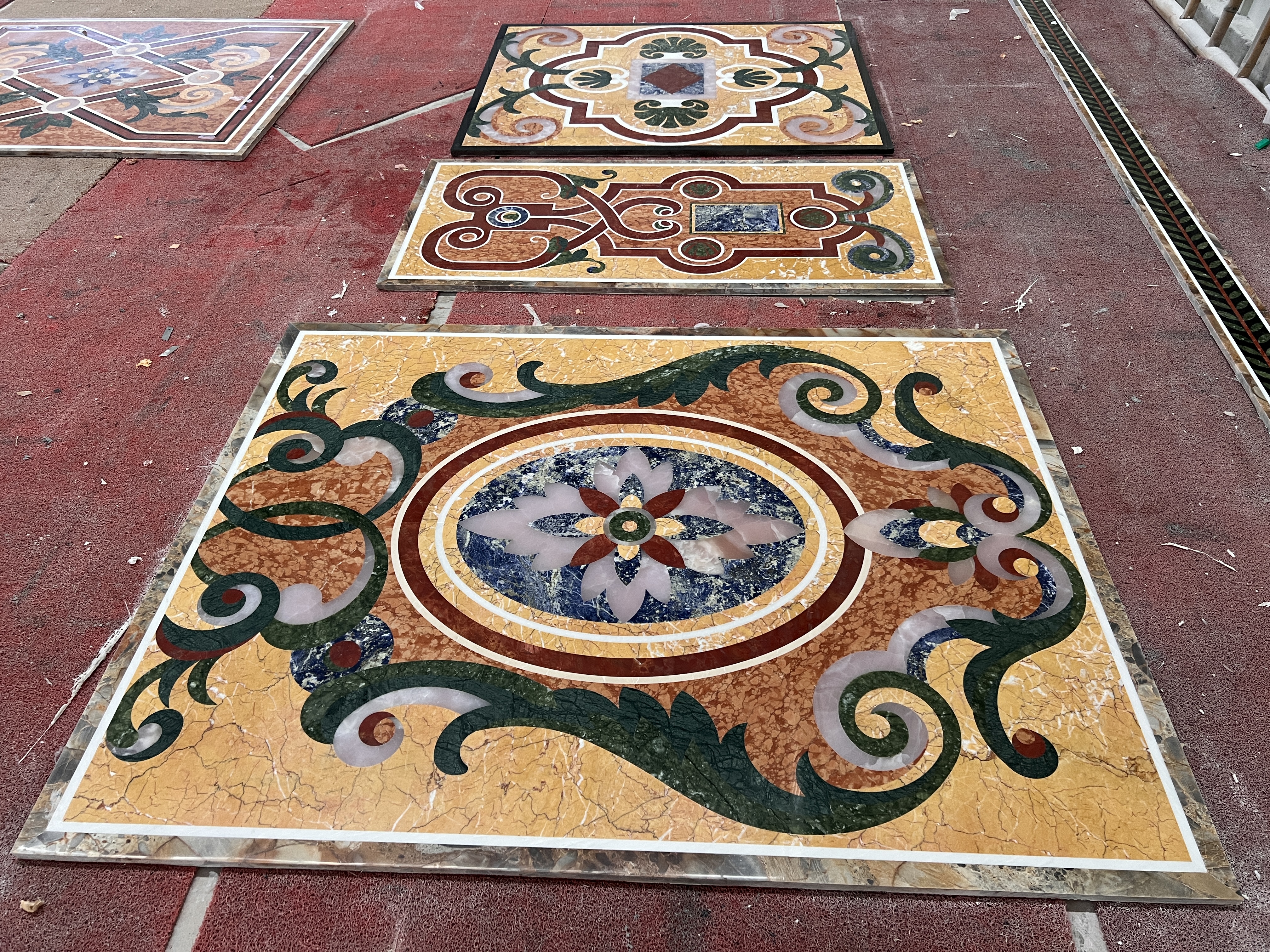 Colorful Marble Flower Pattern Waterjet Flooring Tiles