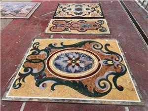 Colorful Marble Flower Pattern Waterjet Flooring Tiles