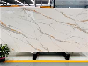 Calacatta Gold Nano Crystallized Glass Stone Panel Slabs