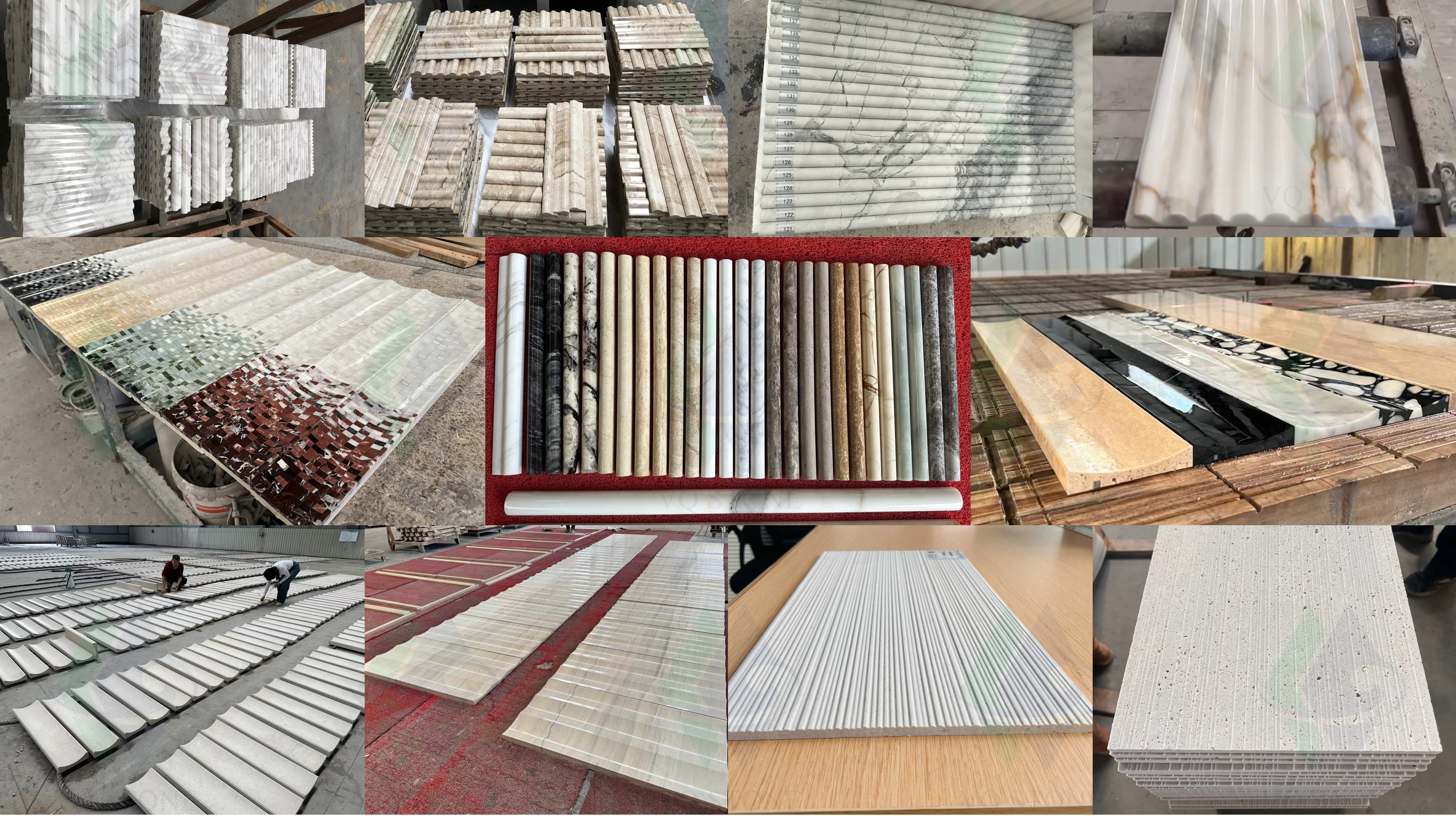 Pencil Trim Round Marble Tile