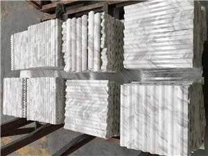 3D Fluted Volakas White Marble Polished Wall Cladding Tiles