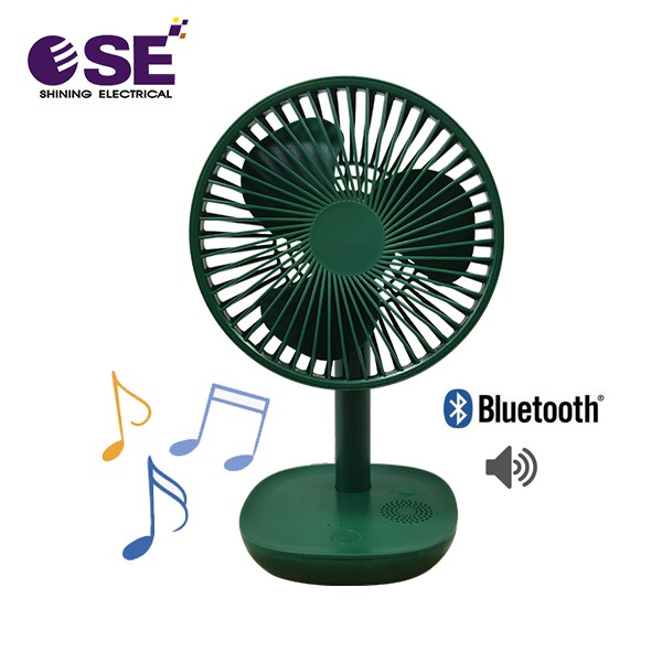 Mini ventilador de mesa con altavoz Bluetooth de alta calidad con ventiladores recargables USB de 9 pulgadas