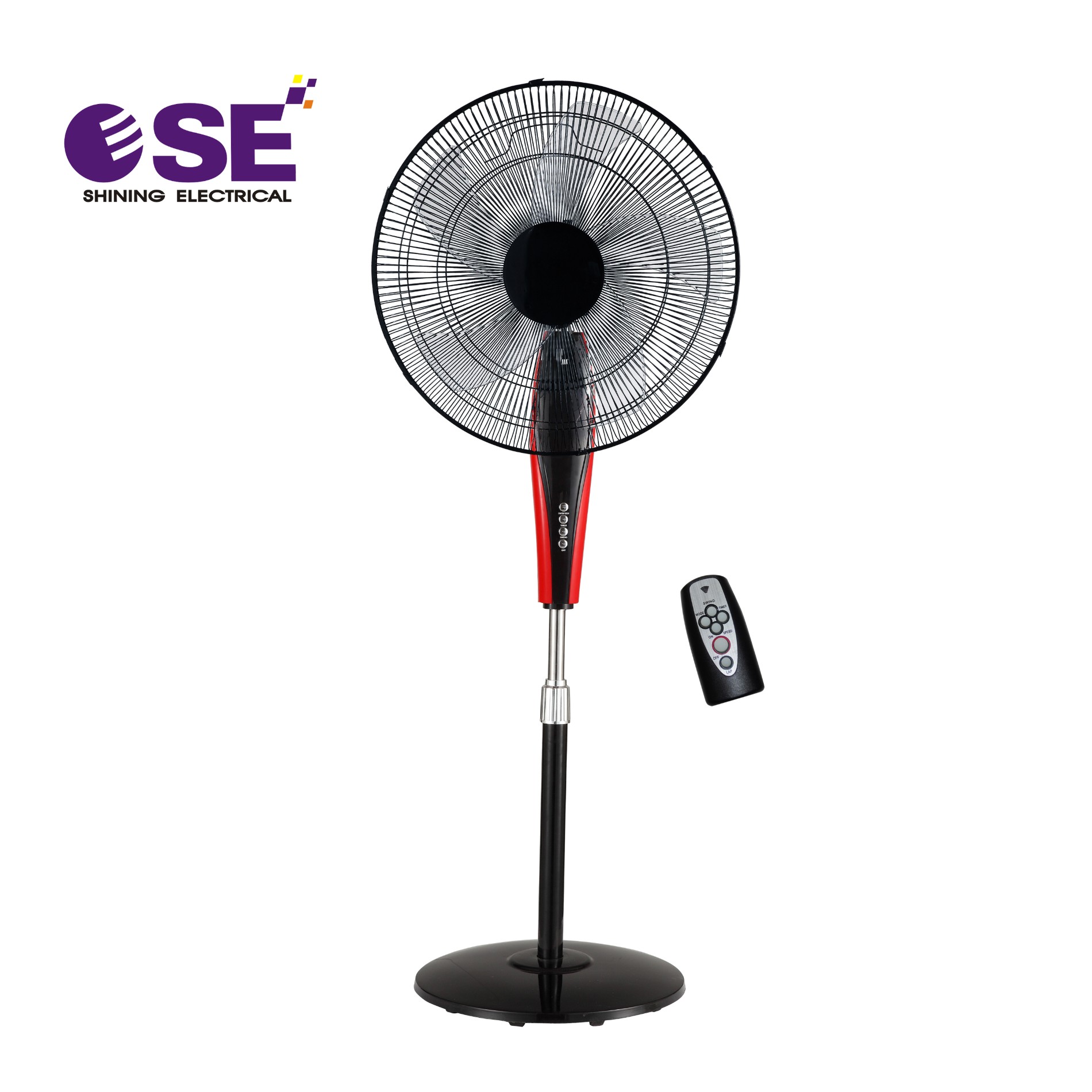 16 Inches Red Color Digital Screen Oscillating Standing Remote Control Fan