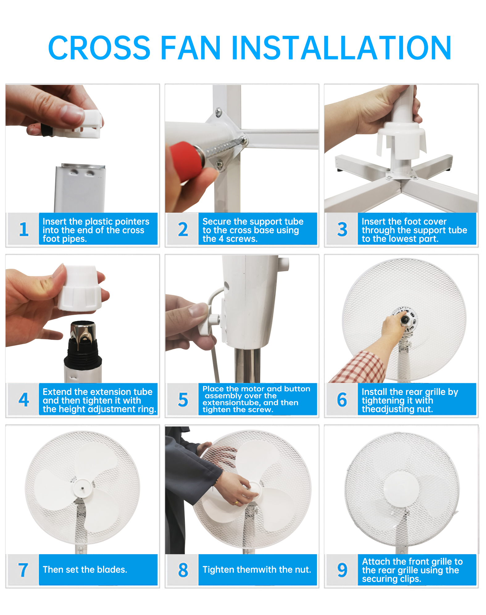 Cross base stand fan installation tutorial