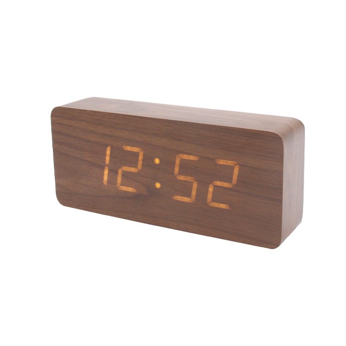 Reloj LED electrónico de madera multifuncional de escritorio