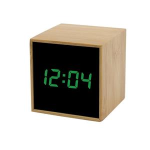 Reloj LED cuadrado de bambú Reloj LED digital de moda