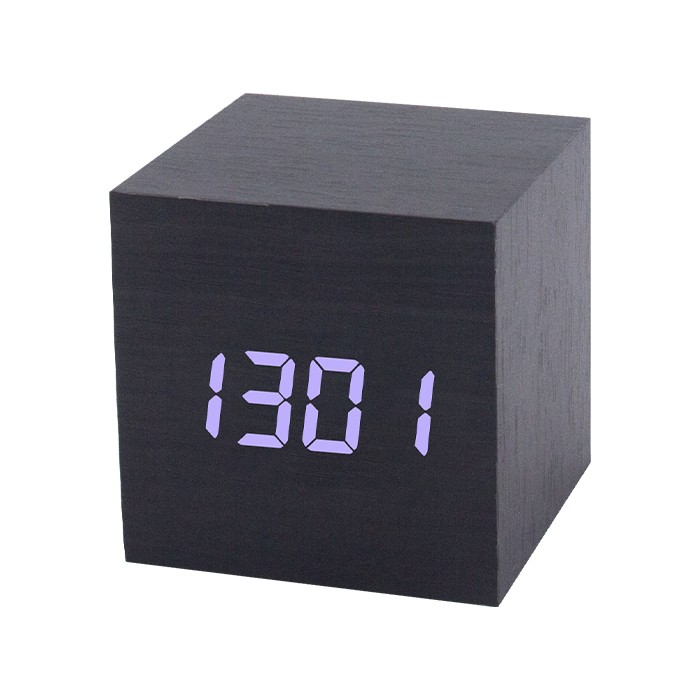 Horloge LED en bois carrée Horloge LED décorative pour la maison