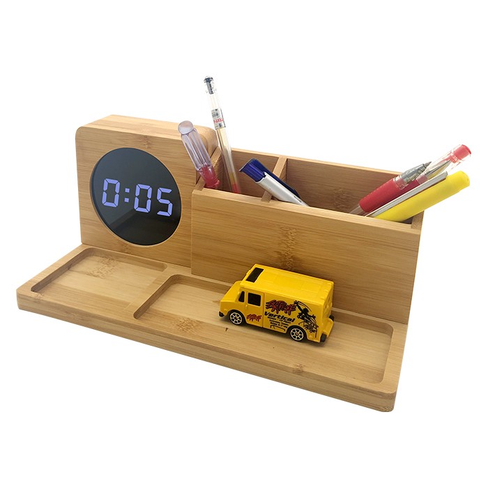 Многофункциональный светодиодный цифровой настольный будильник с держателем для ручки