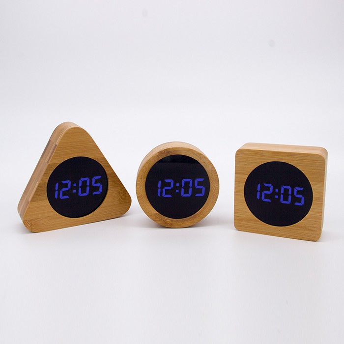 Китай Мини-бамбуковые светодиодные часы Цифровые настольные часы с календарем, производитель