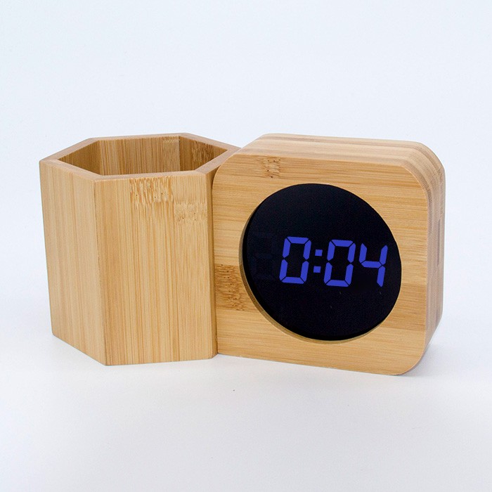 Китай Часы с бамбуковым держателем для ручки со светодиодными часами, производитель