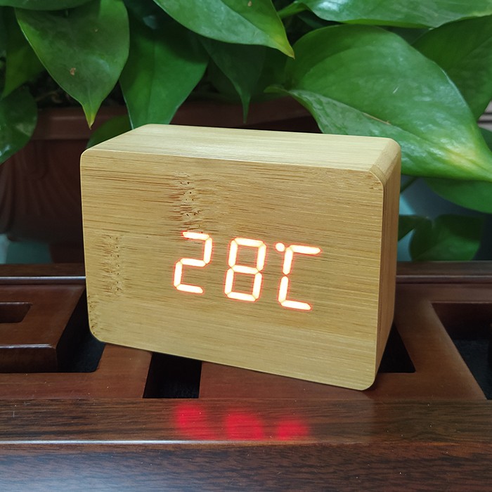 Китай Мини-современный стол Цифровой бамбуковый будильник температуры, производитель