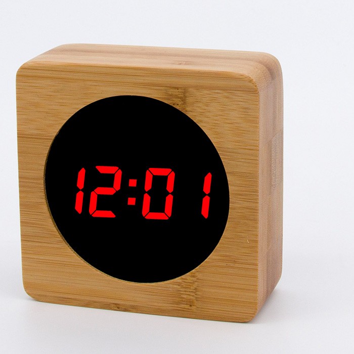 Reloj de mesa digital de bambú al por mayor LED de fábrica de reloj despertador reloj de mesa digital
